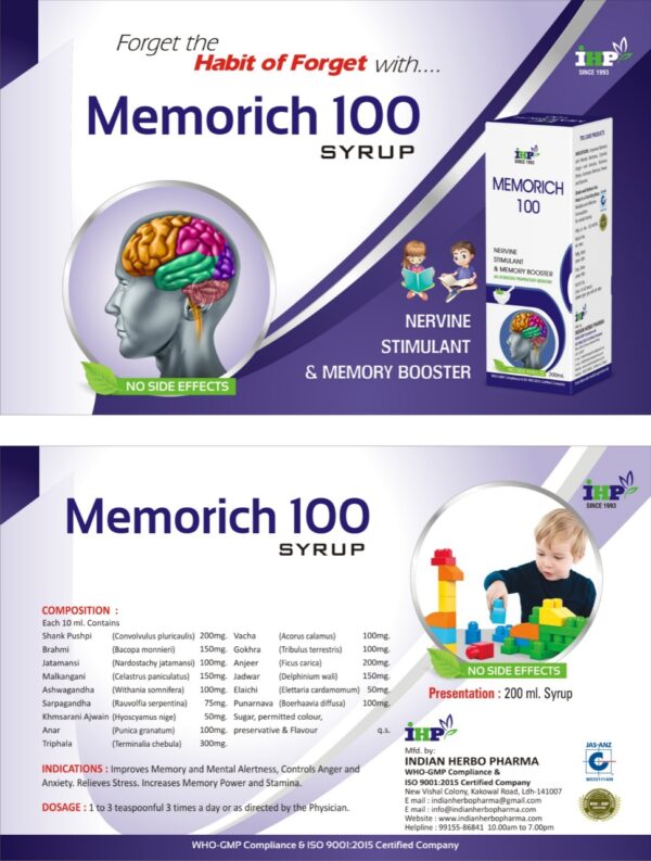 Memorich 100- Herbal & Ayurvedic Personal Care Product